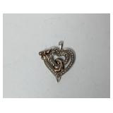 Vermeil/.925 Sterl Diamond Heart Pendant
