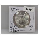 1982 1oz .999 Silv Mexico Libertad