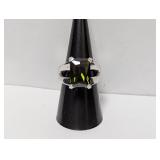 .925 Sterl Green Stone Ring Sz 8