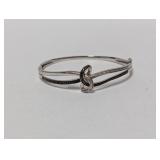 .925 Sterl Diamond Swirl Hinged Bangle Bracelet
