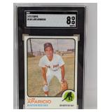 1973 TOPPS #165 LUIS APARICIO RED SOX HOF SGC 8