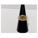 10K Gold Top/.925 Sterl Yellow Stone Ring Sz 7