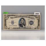 1934-C Blue Seal $5 Silver Certificate