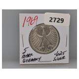 1969 .625 Silv German 5 Mark