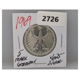 1969 .625 Silv German 5 Mark