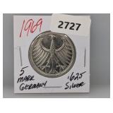 1969 .625 Silv German 5 Mark