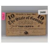 1863 State of GA Ten Cents