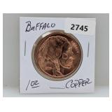 1oz .999 Copper Buffalo Round