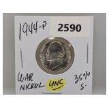 1944-P 35% Silv UNC War Nickel