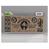 1861 Confederate States of America $5 Dollars