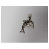 .925 Sterl Marcasite Dolphin Pendant