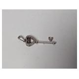 .925 Sterl Diamond Key Pendant