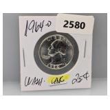 1964-D 90% Silv UNC Wash Quarter