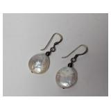 .925 Sterl Faux Pearl Dangle Earrings