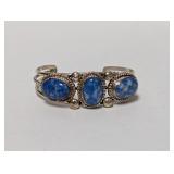 .925 Sterl Three Stone Cuff Bracelet