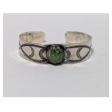 .925 Sterl Green Stone Cuff Bracelet