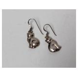 .925 Sterl Cat Dangle Earrings