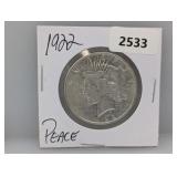 1922 90% Silv Peace $1 Dollar