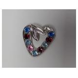 Carla 12K GF Multi Gemstone Heart Brooch