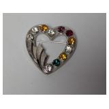 Catamore 12K GF Multi Gemstone Heart Brooch
