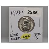 1943-S 35% Silv UNC War Nickel