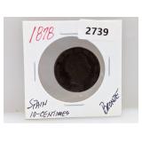 1878 Spain 10 Centimos Bronze Coin