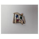 .925 Sterl Multi Gemstone Nativity Brooch