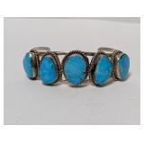.925 Sterl Five-Stone Turquoise Cuff Bracelet
