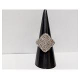 .925 Sterl Diamond Cluster Ring Sz 7