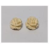 Gold Filled Carved Rose Clip On Earrings