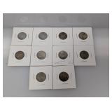 (10) 35% Silv Jefferson War Nickels