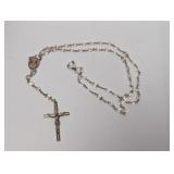 .925 Sterl Clear Bead Rosary Necklace