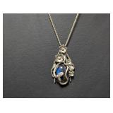 20" .925 Sterl Chain w/Serpent & Floral Pendant