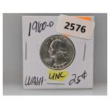 1960-D 90% Silv UNC Wash Quarter