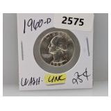 1960-D 90% Silv UNC Wash Quarter