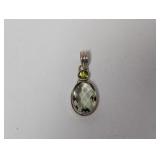 .925 Sterl Green Double Stone Drop Pendant