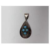 .925 Sterl Turquoise Teardrop Pendant