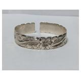 .925 Sterl Floral Design Cuff Bracelet
