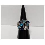 .925 Sterl Blue Stone Ring Sz 8