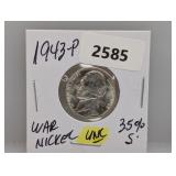 1943-P 35% Silv UNC War Nickel