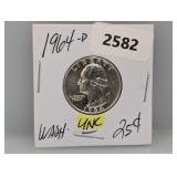 1964-D 90% Silv UNC Wash Quarter