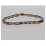 6" .925 Sterl Tri-Color Woven Bracelet