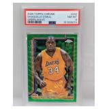 2025 Shaquille Topps Chrome Green Wave Ref/99 PSA8