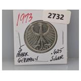 1973 .625 Silv German 5 Mark