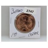 1oz .999 Copper Buffalo Round