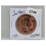 1oz .999 Copper Buffalo Round