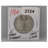 1966 .625 Silv German 5 Mark