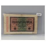 1923 German 20000 Mark Reichsbanknote