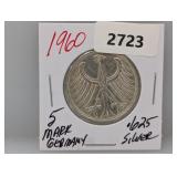1960 .625 Silv German 5 Mark