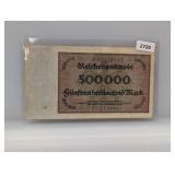 1923 German 500000 Mark Reichsbanknote